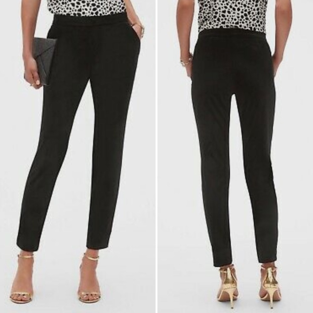 Black velvet pants slim ankle-length slacks - Banana Republic Factory, size 8